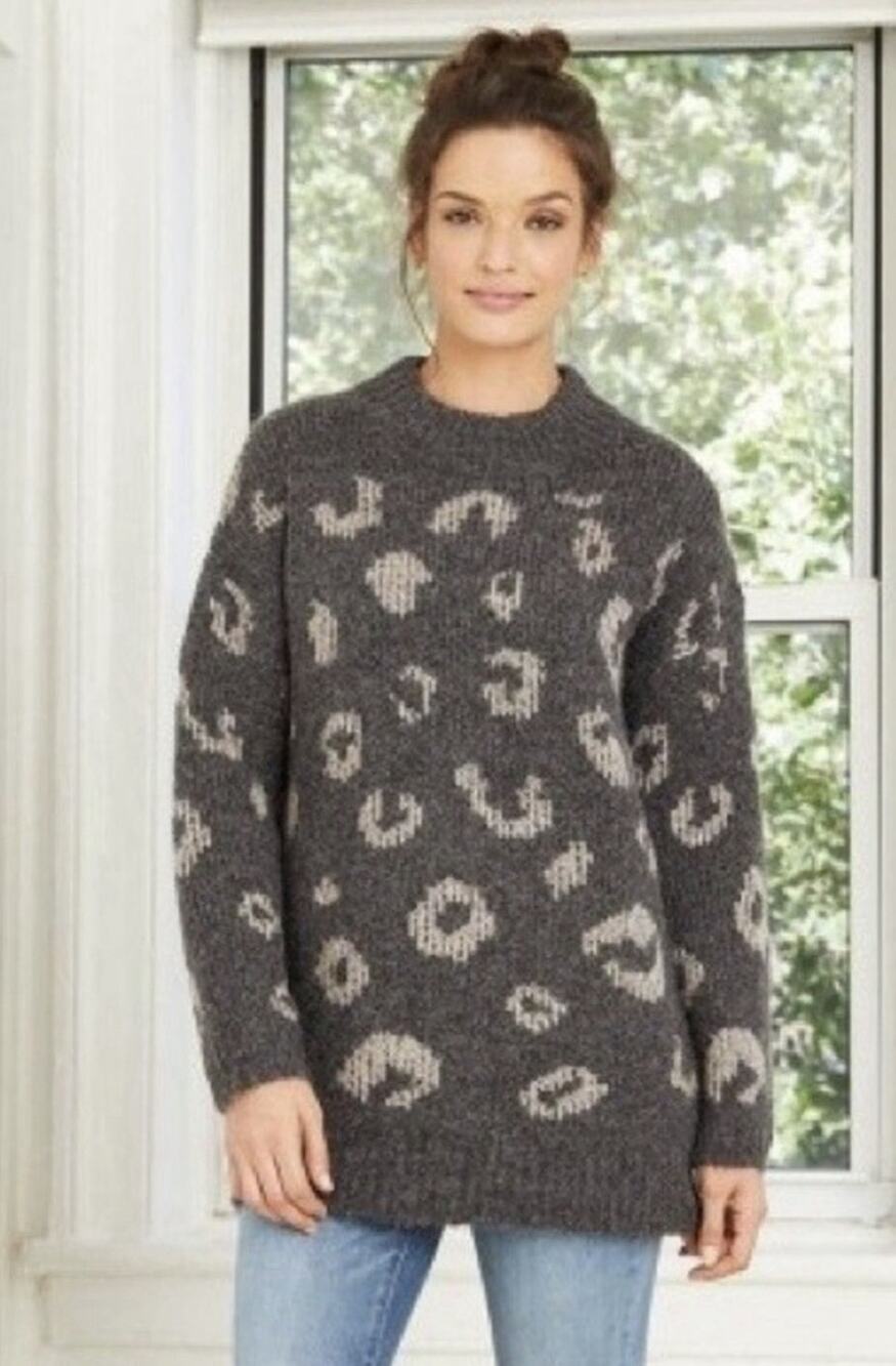 Universal Thread Gray Leopard Print Sweater NWT Women's Large